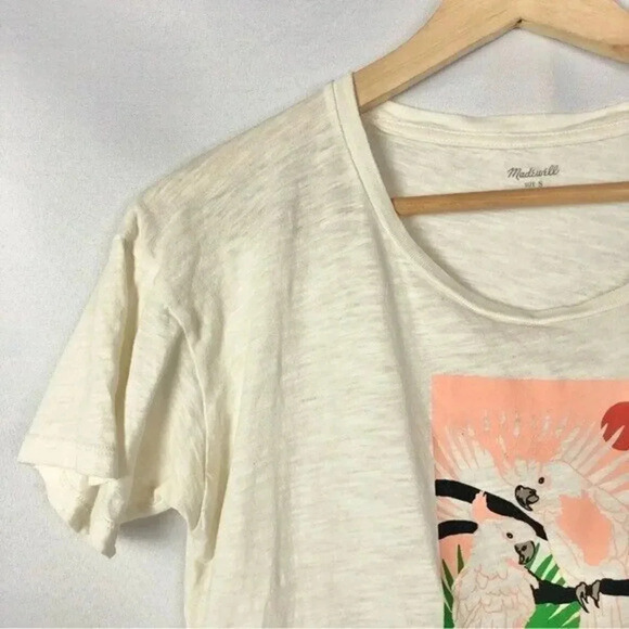 Madewell Paradise Parrots Ivory White Graphic Short Sleeve T-Shirt S - Picture 4 of 4